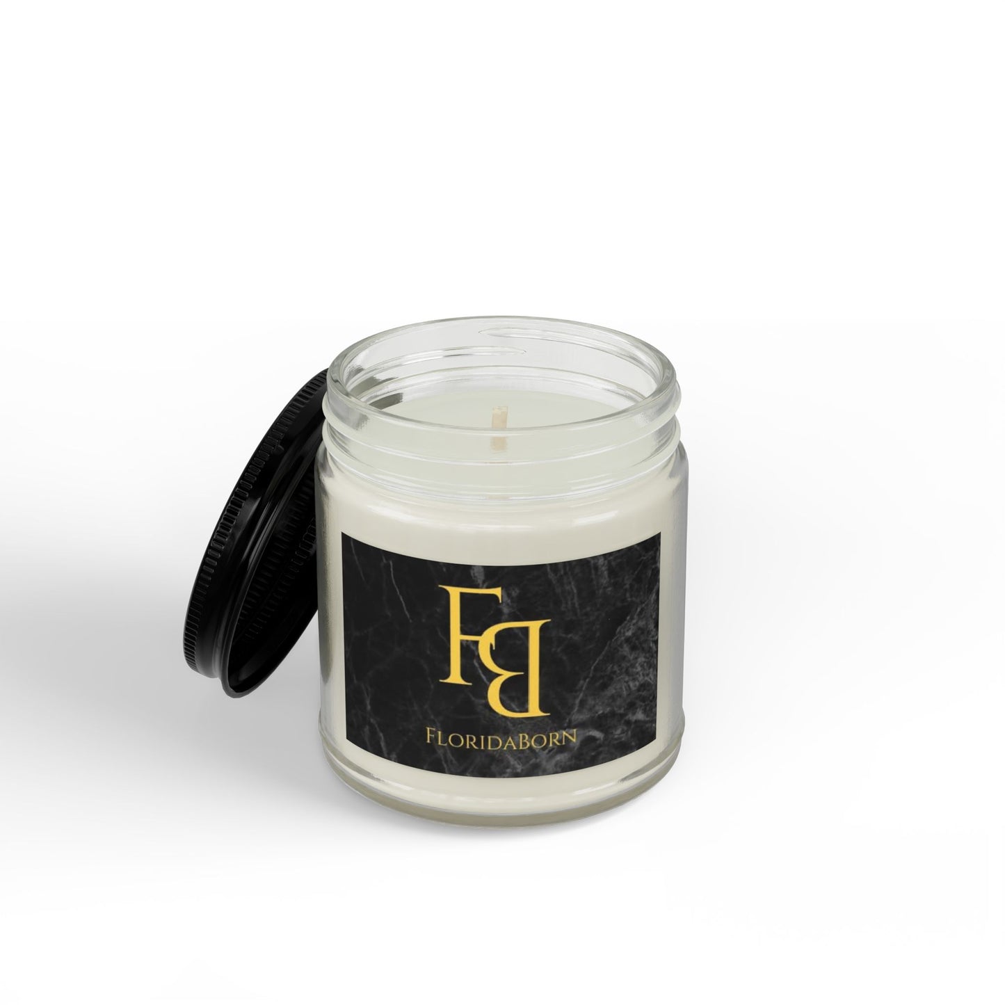 Floridaborn Soy Scented Candle (4oz & 9oz) — Amber Jar with Black Lid, Gold 'FB' Luxury Label