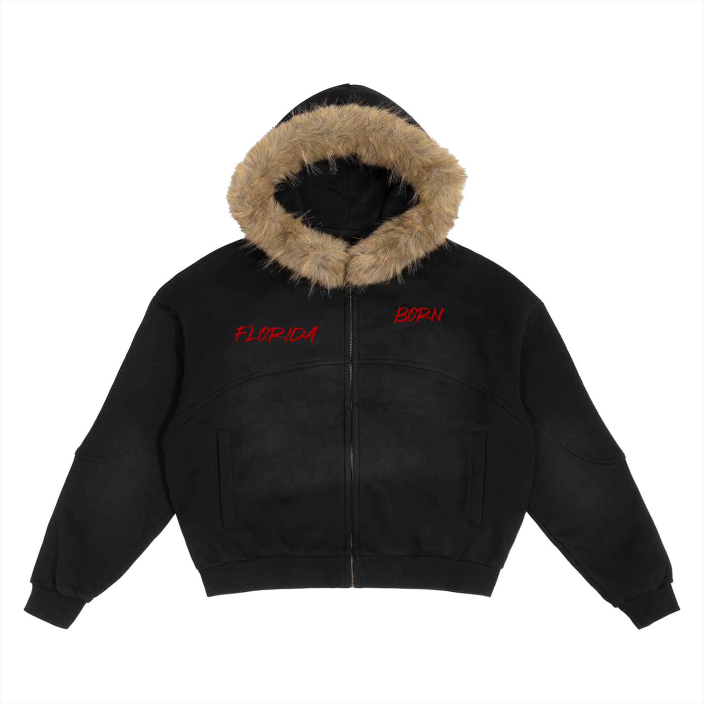 Floridaborn FloySun Fade Boxy Detachable Fur Hoodie