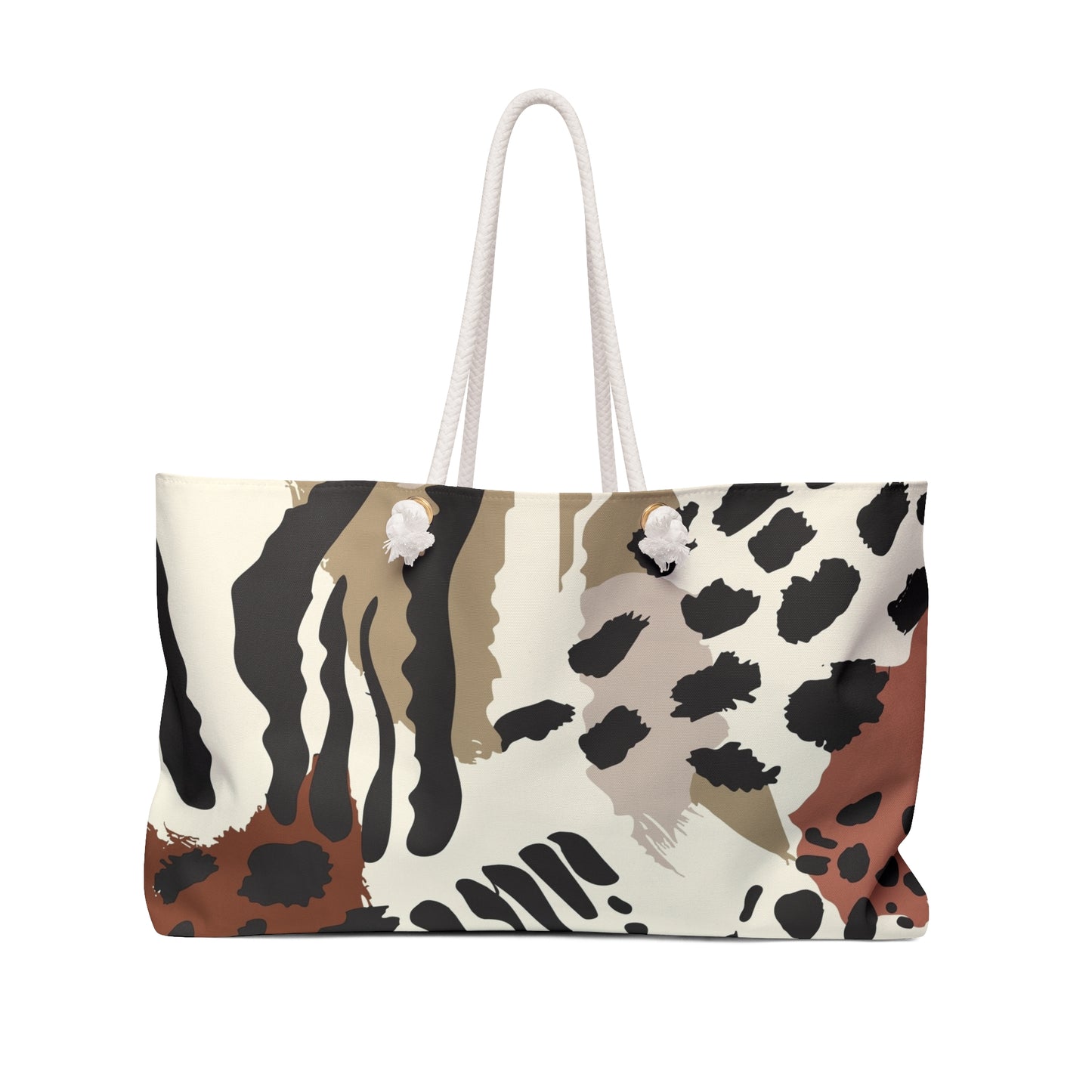 Animal Print Weekender Bag — Neutral Safari Tote for Travel & Beach