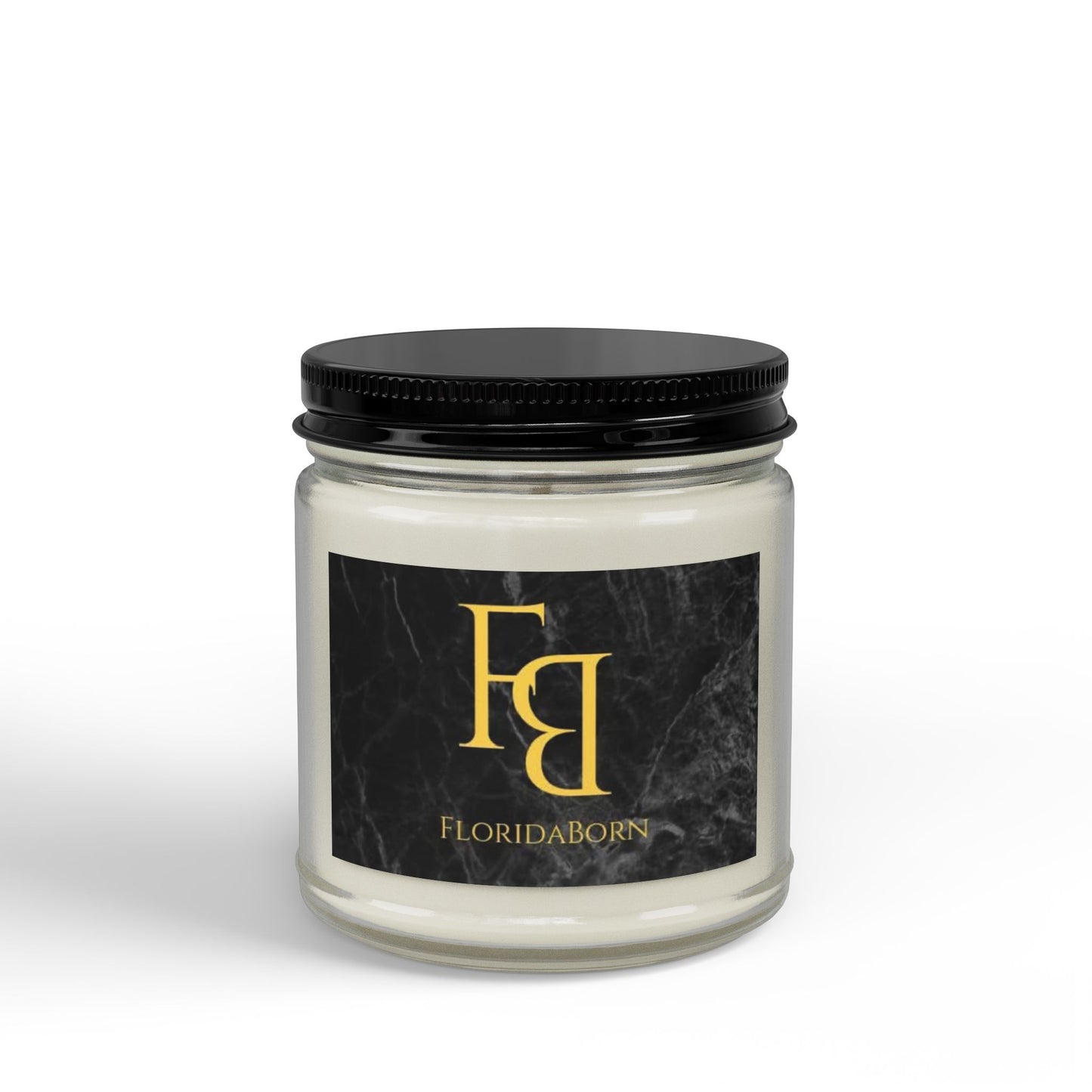 Floridaborn Soy Scented Candle (4oz & 9oz) — Amber Jar with Black Lid, Gold 'FB' Luxury Label