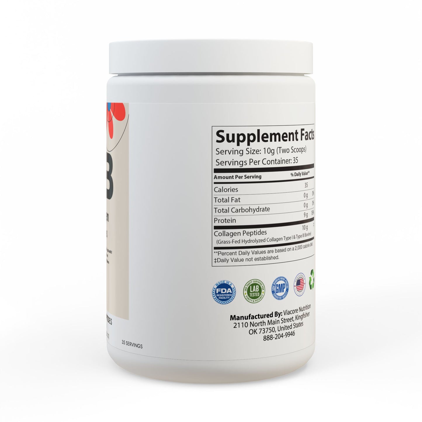 FloridaBorn Collagen Peptides Type I & III Supplement (350g, 12.3oz)