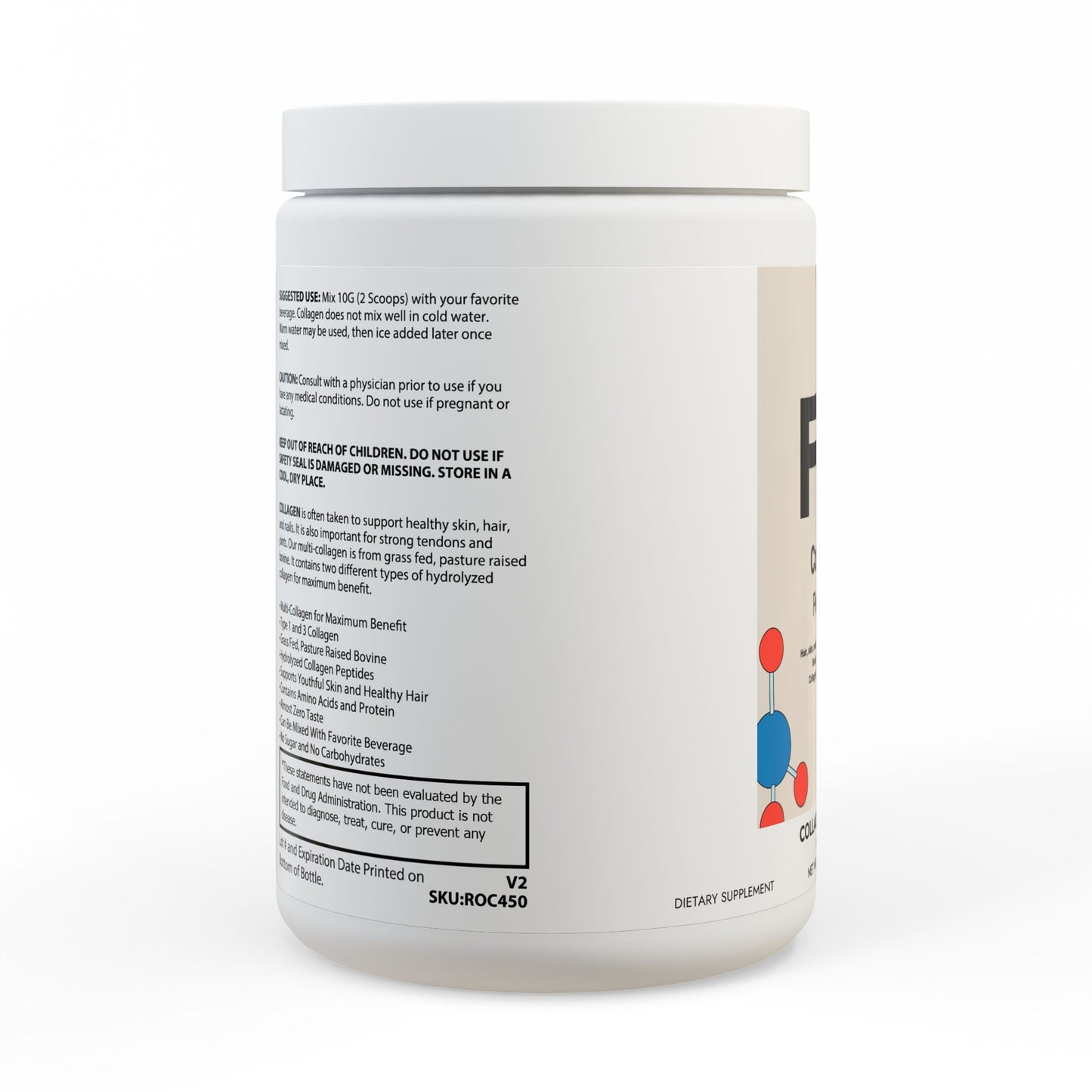 FloridaBorn Collagen Peptides Type I & III Supplement (350g, 12.3oz)
