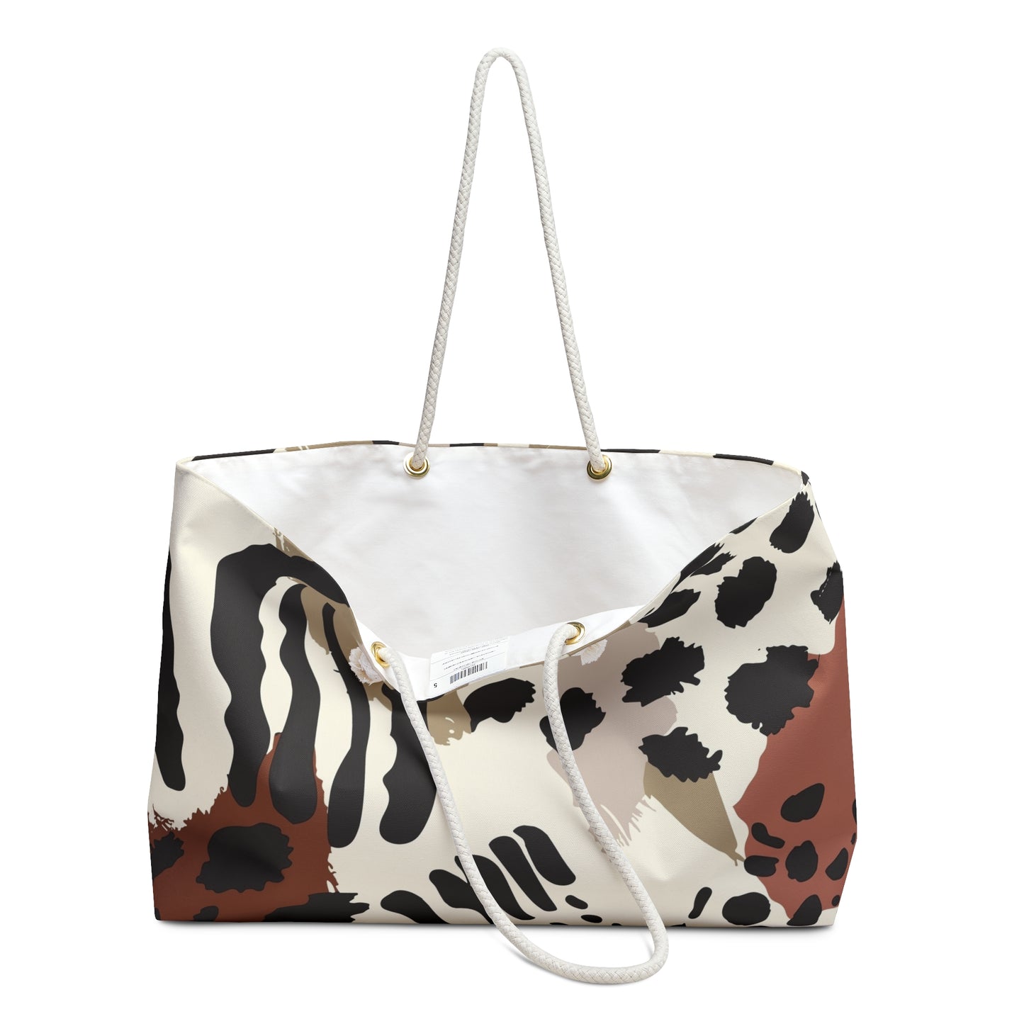 Animal Print Weekender Bag — Neutral Safari Tote for Travel & Beach