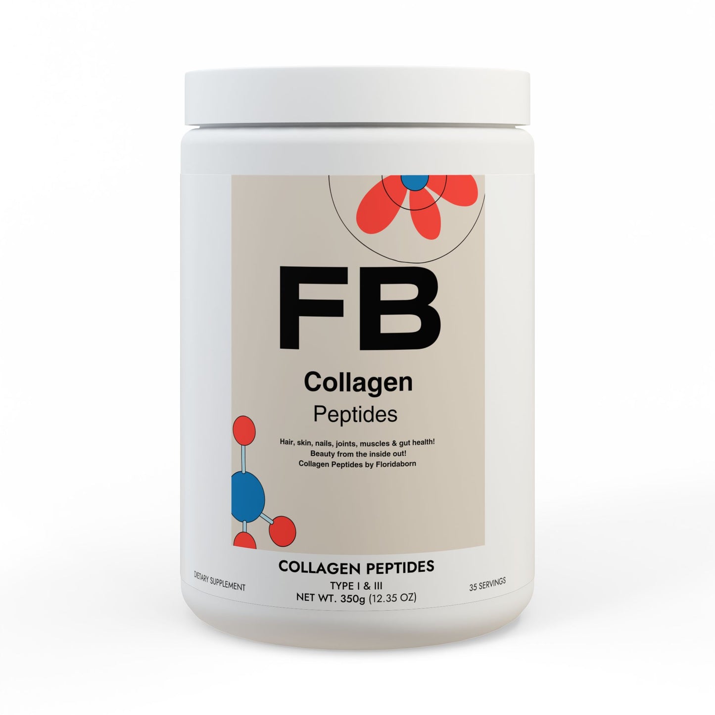 FloridaBorn Collagen Peptides Type I & III Supplement (350g, 12.3oz)