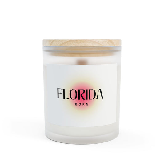Florida Born Frosted Glass Candle – 11oz Scented Soy Candle, Coastal Home Decor Gift
