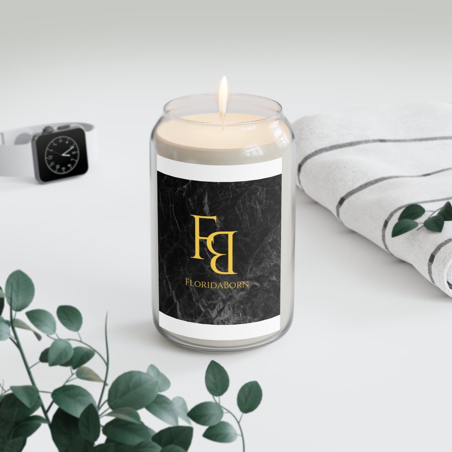 Soy Candle 13.75oz — Floridaborn Black Marble Logo Scented Candle