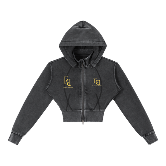 Floridaborn Vintage Washed Cropped Fleece Hoodie