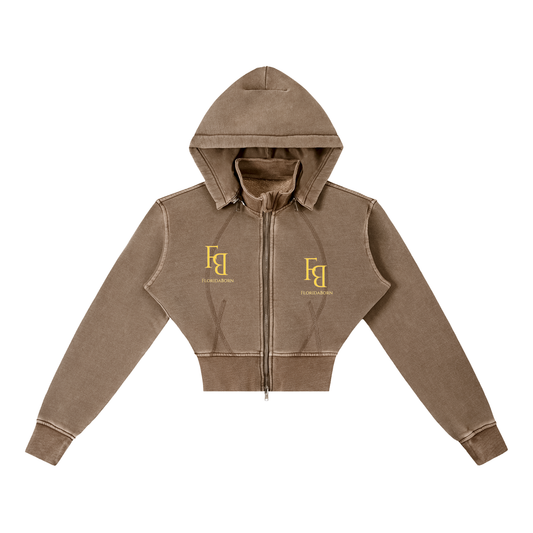 Floridaborn Vintage Washed Cropped Fleece Hoodie