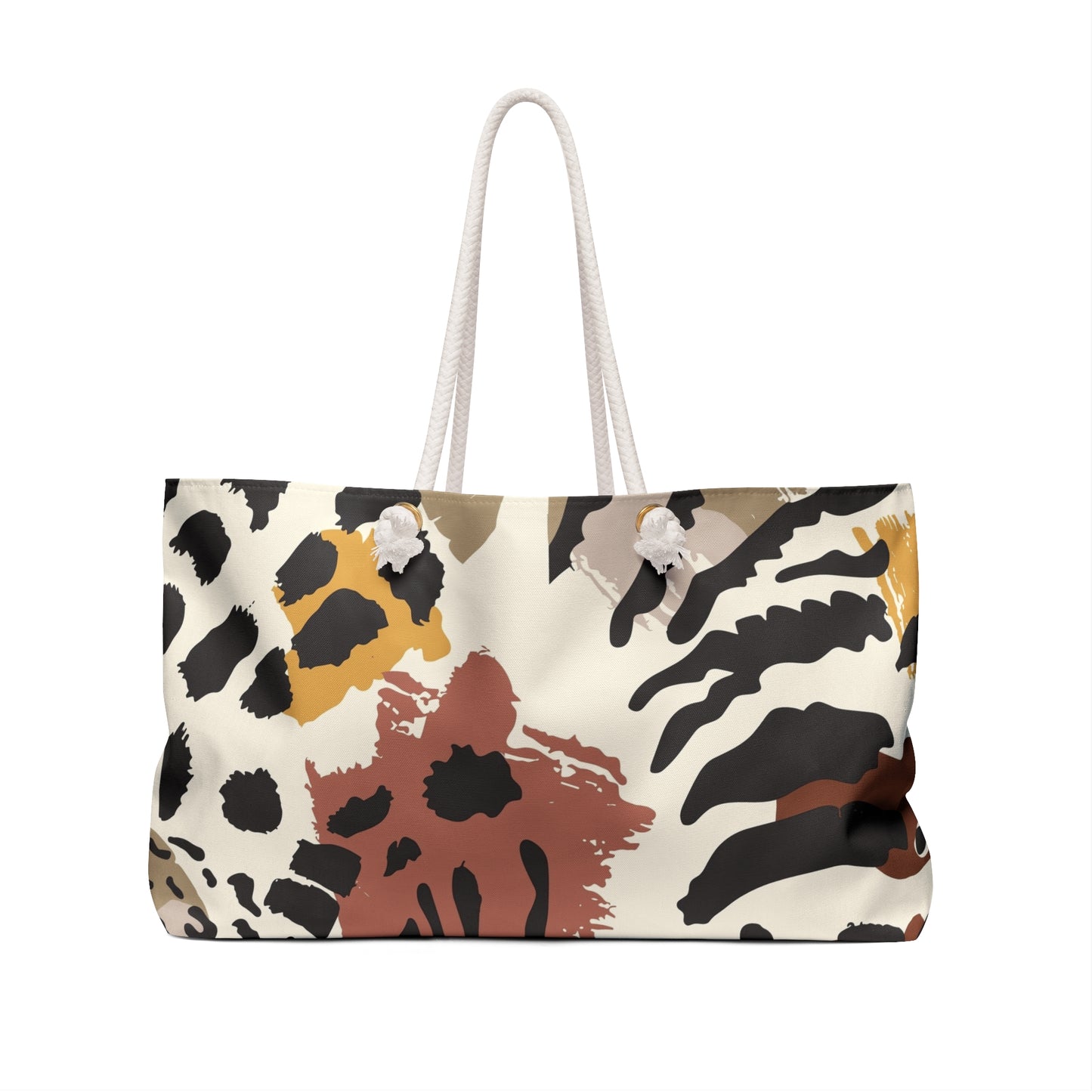 Animal Print Weekender Bag — Neutral Safari Tote for Travel & Beach