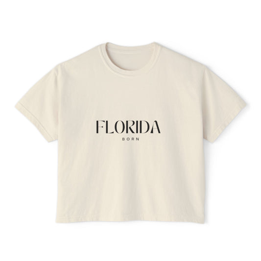 Minimalist 'FloridaBorn' Boxy Tee — Women's Casual Vacation T‑Shirt