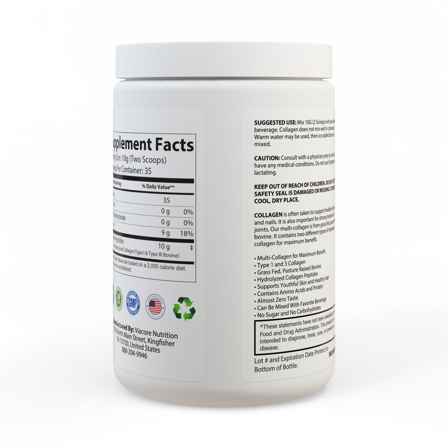 FloridaBorn Collagen Peptides Type I & III Supplement (350g, 12.3oz)