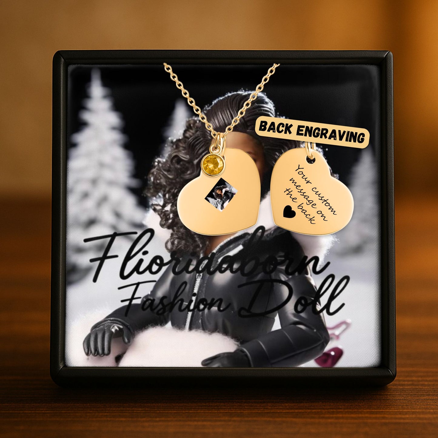 Floridaaborn International Fashion Doll Heart Necklace with Birthstone