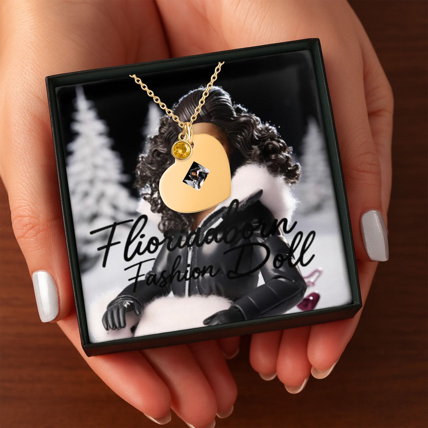 Floridaaborn International Fashion Doll Heart Necklace with Birthstone